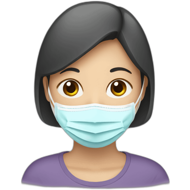 Asian Woman with N95 Mask emoji