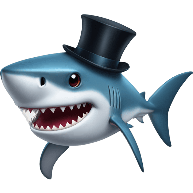 Shark with a top hat emoji