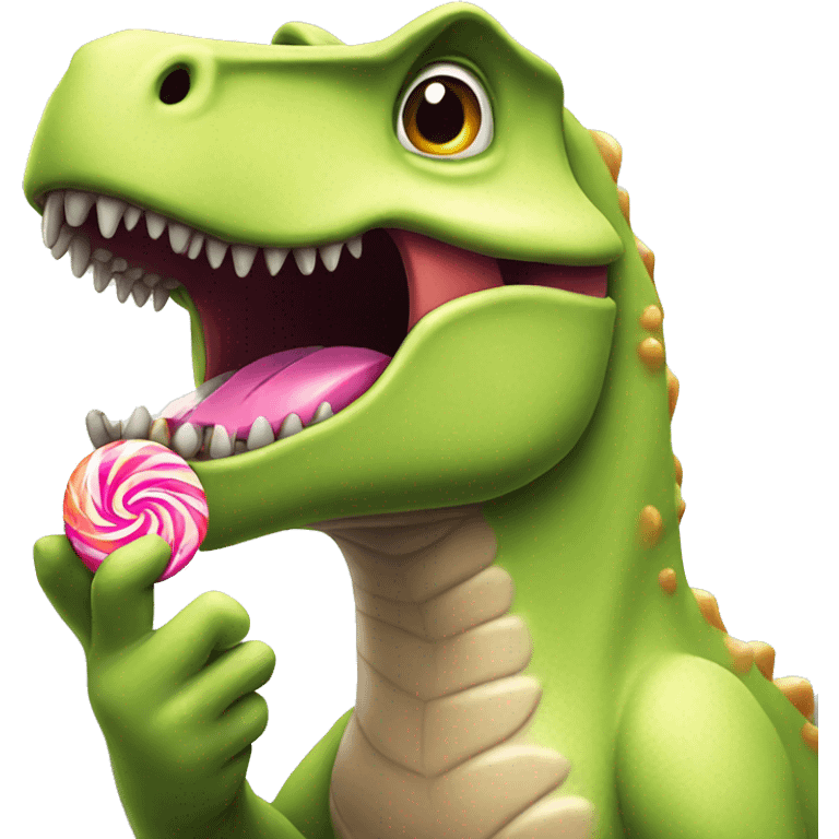 Dinosaurus eating candy emoji