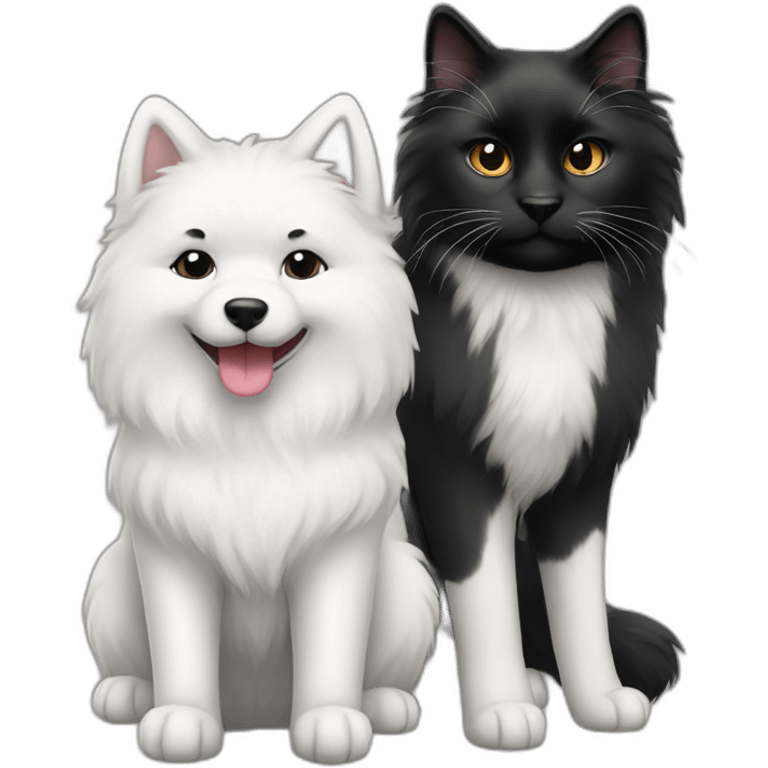 samoyed and black ragdoll cat emoji