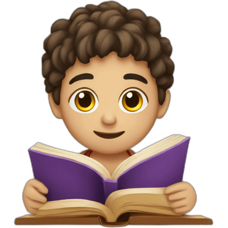 Armenian boy reading book emoji