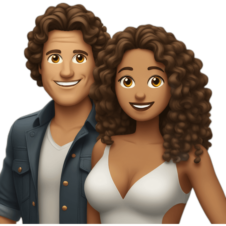 Carlos vives and brown woman with shott curly hair emoji