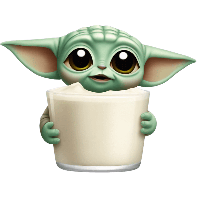 Baby yoda with milk emoji