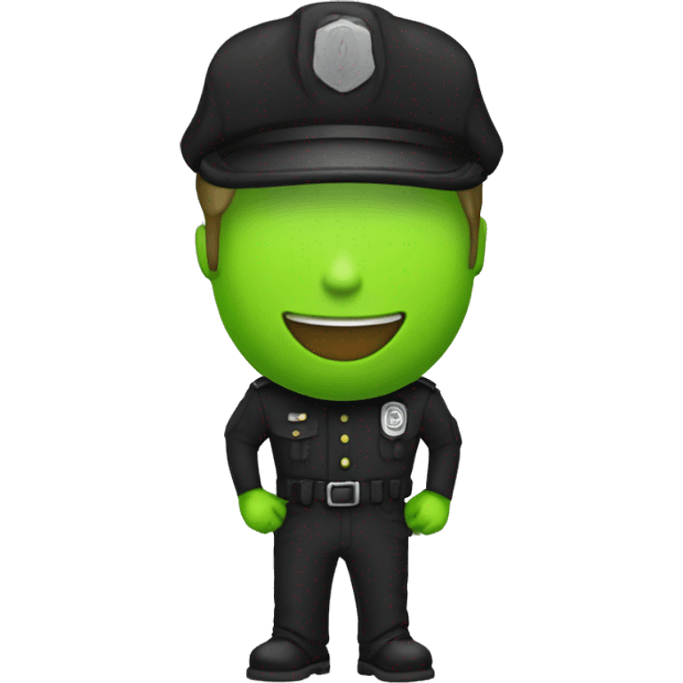 Agente de trânsito usando farda verde limão com calça preta emoji