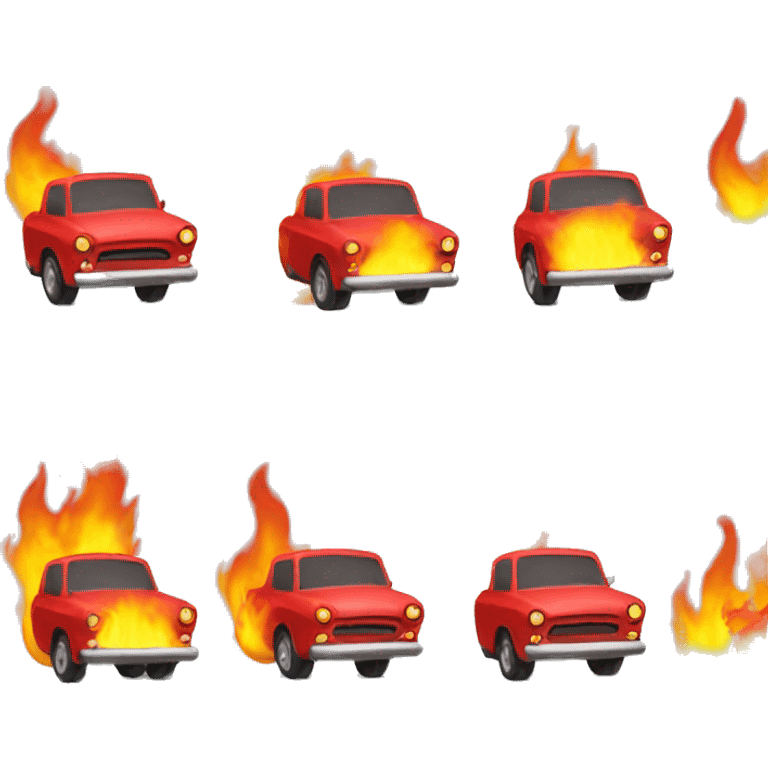 little red car on fire emoji