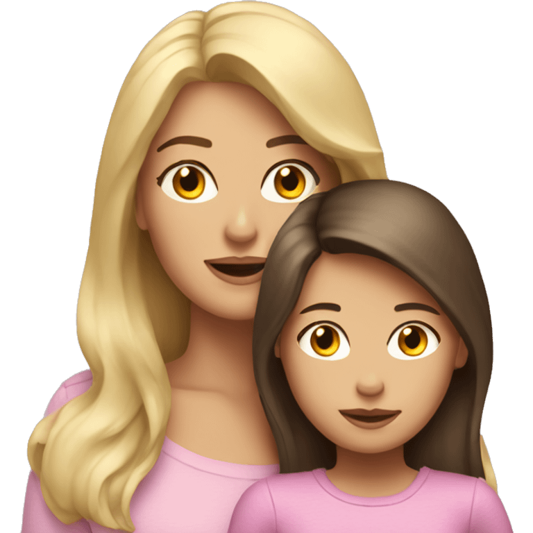 brunette mom with blonde daughter emoji