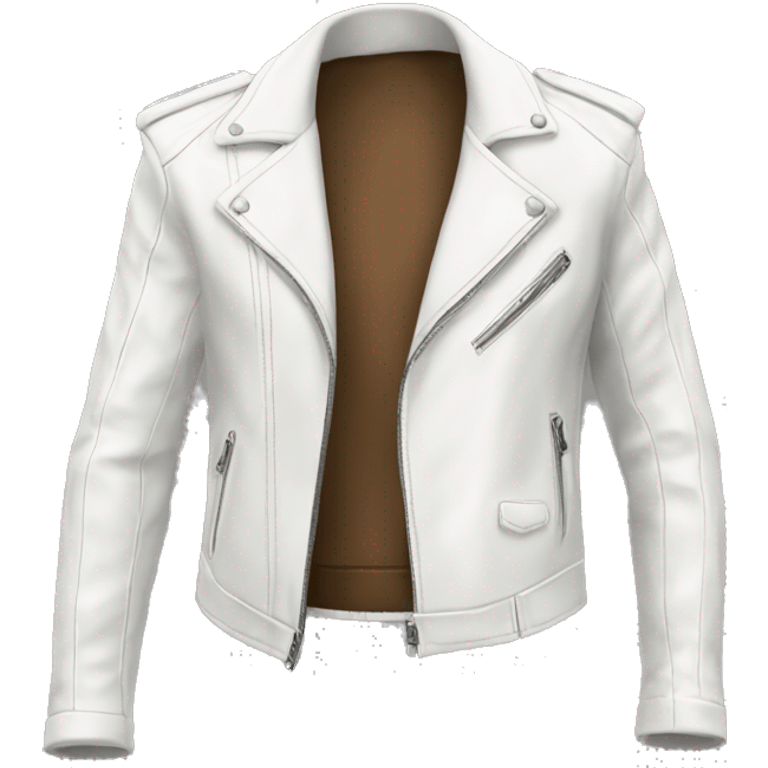 Realistic side view of a white fashion leather jacket. emoji