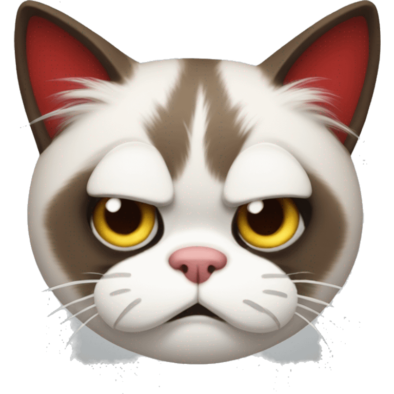 Grumpy cat with red and white fur  emoji