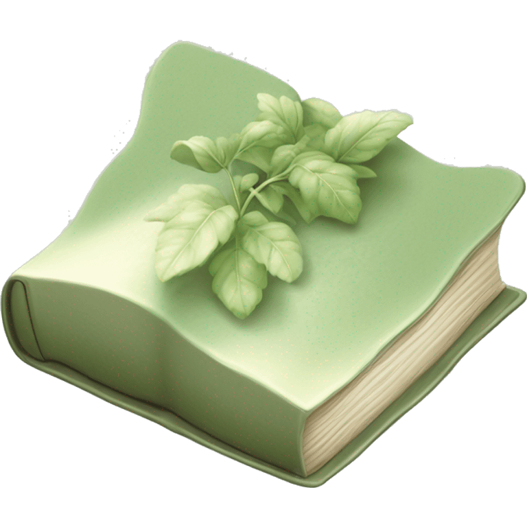 Open Light Sage green holy Bible with a light coloured gardens coming from the sides of the Bible  emoji