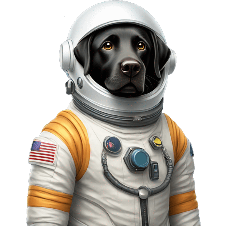 Black labrador retriver in a space suit emoji