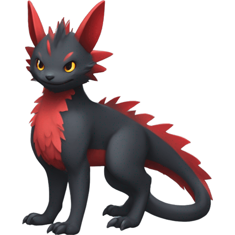 Cute cool black red nargacuga animal hybrid Fakemon full body emoji