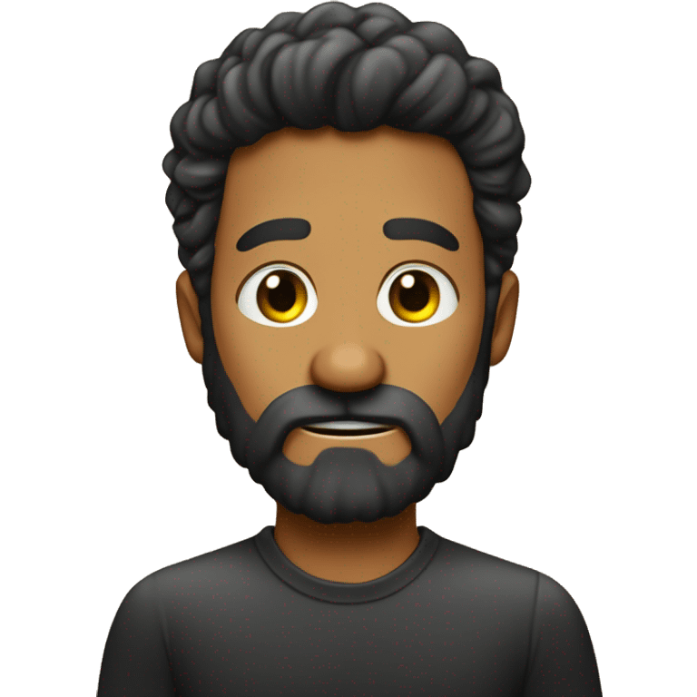 "Quiero un emoji de un hombre cin barba negra y alguna cana, calvo y delgado. Tiene su dedo índice sobre el labio inferior y levanta una ceja como si pensara  emoji