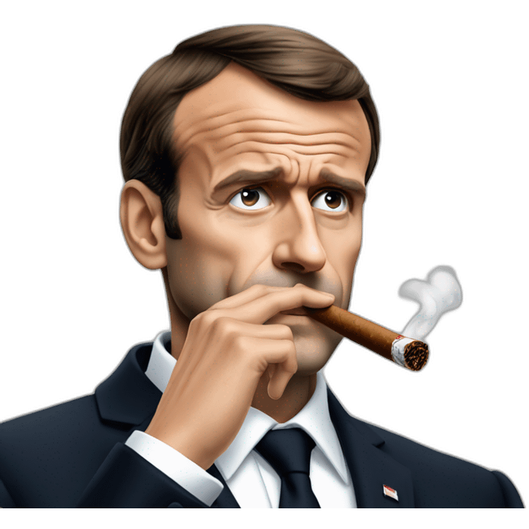 Emmanuel Macron qui fume un cigar emoji