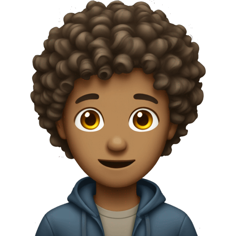 Boy with curly brown hair emoji