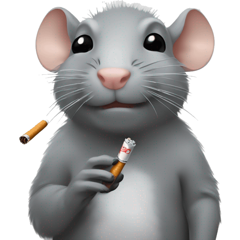 A grey rat smoking a cigarette emoji