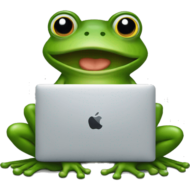 frog working macbook emoji