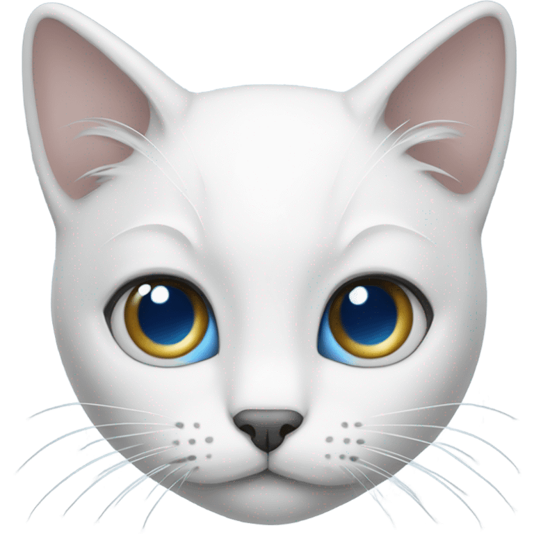 White cat with blue eyes and gray ears  emoji