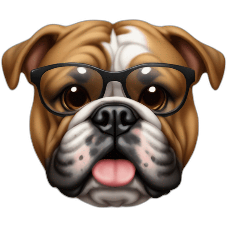 Bulldog francese con pelo Marrone e muso nero con occhiali da sole e sigaro in bocca emoji