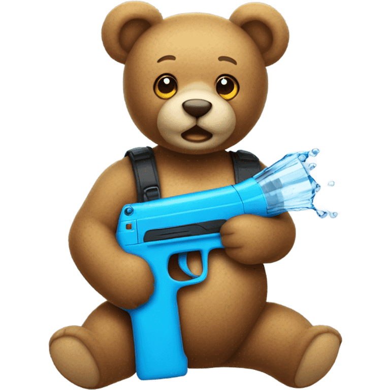 Teddy bear holding a water gun emoji