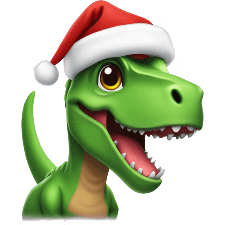 cute trex with santa hat emoji