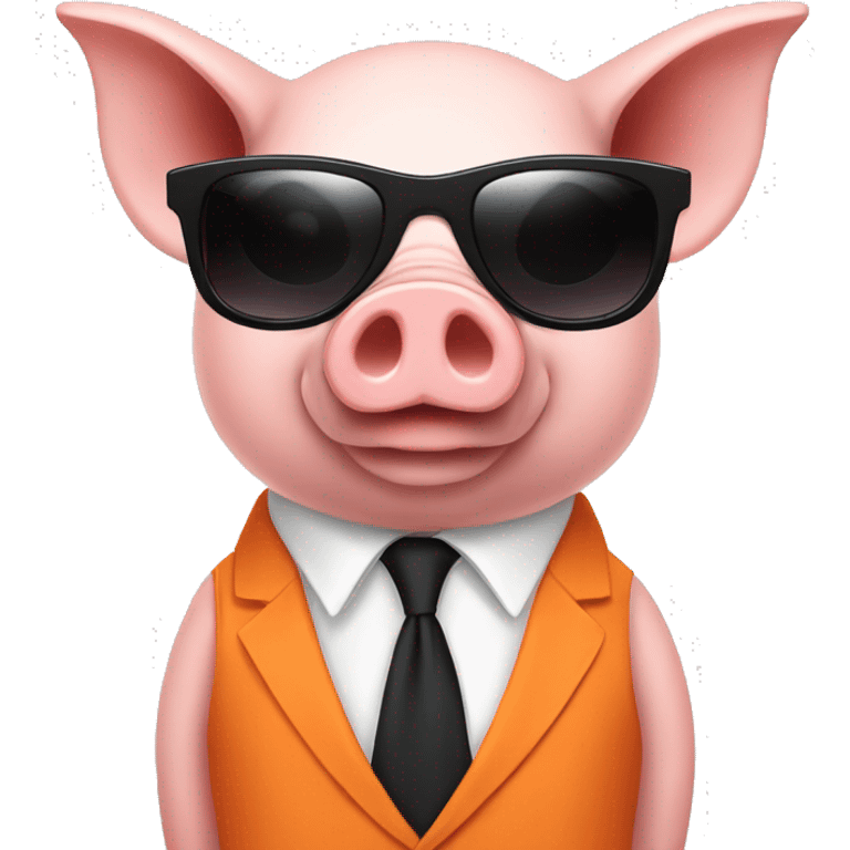 pig with orange business suite and black sunglasses emoji