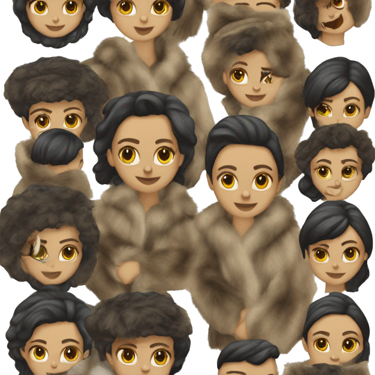 Realistic brunette mob wife full body fur coat emoji