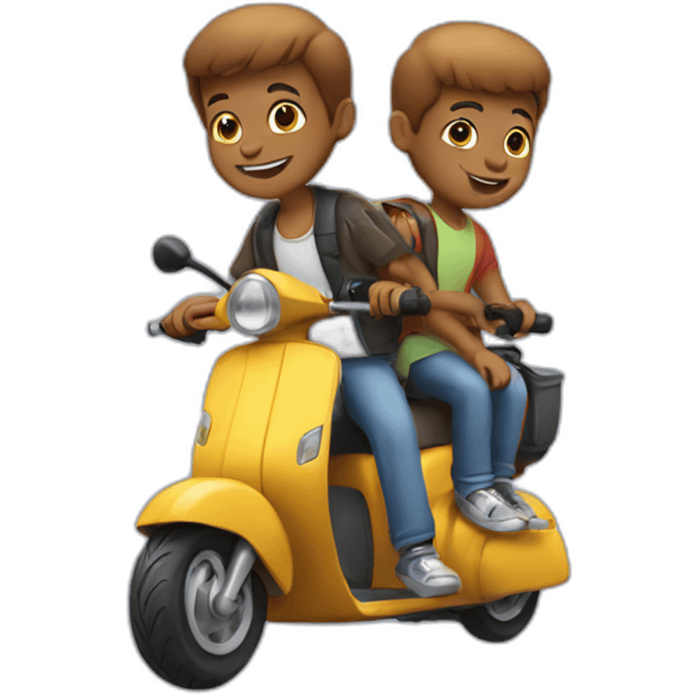 three boys on a scooter emoji