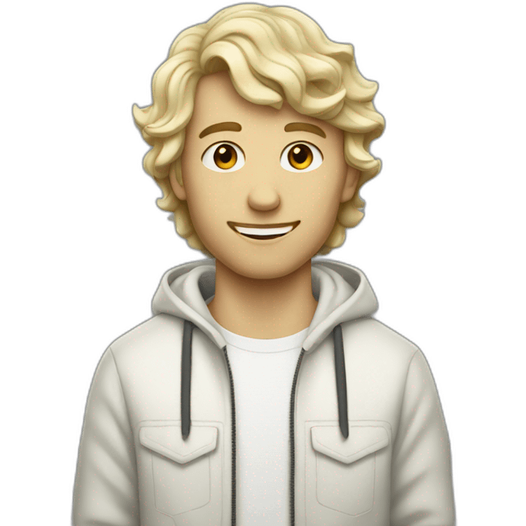 White with short wavy hair skater guy emoji