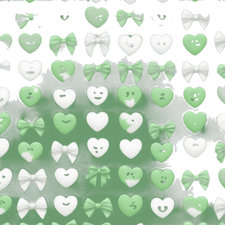 heart bright sage green and white bow emoji