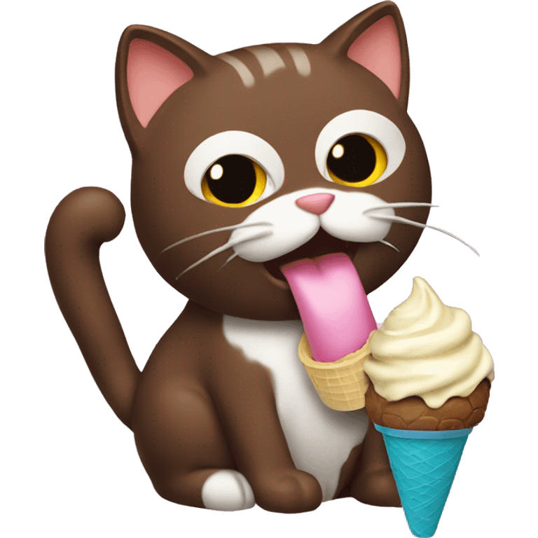 Cat eating ice cream chocolate emoji