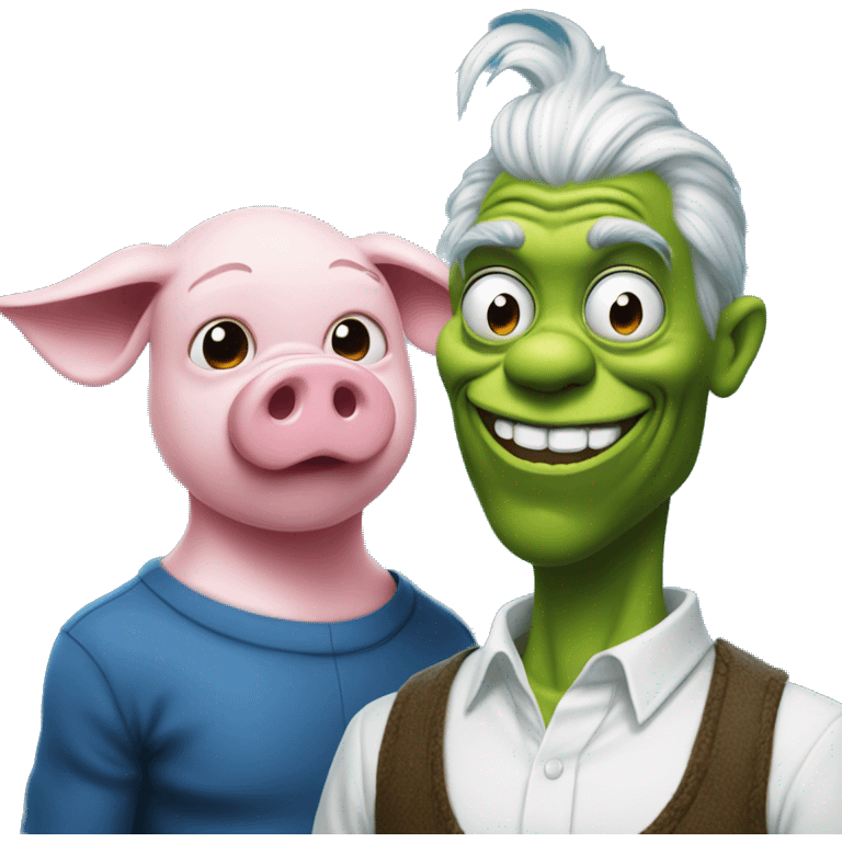 Pig man and blue grinch  emoji