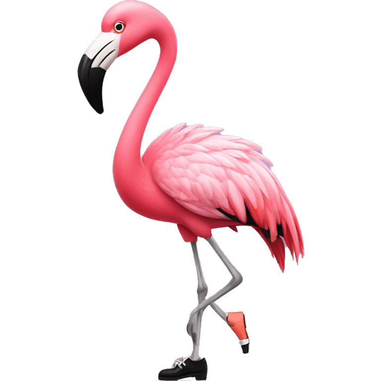 Flamingo with tap dancing shoes emoji