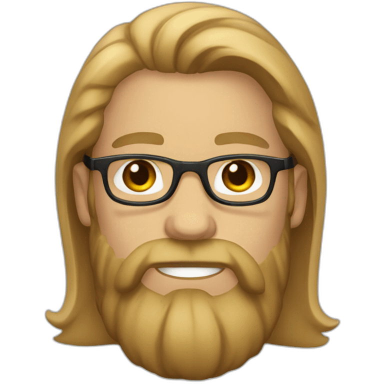 Scandinavian man with long brown blonde hair medium beard and glasses emoji