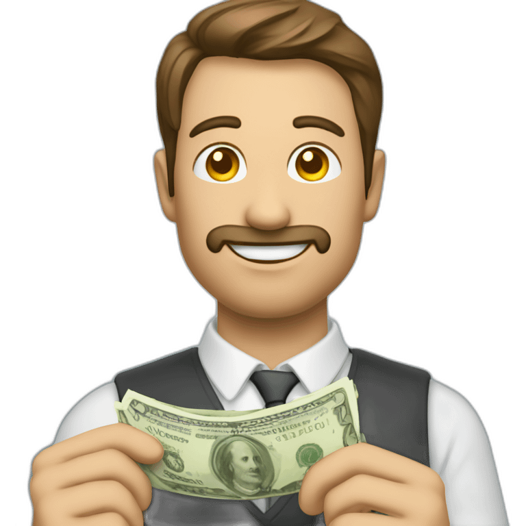 Un homme en costards avec des billets emoji