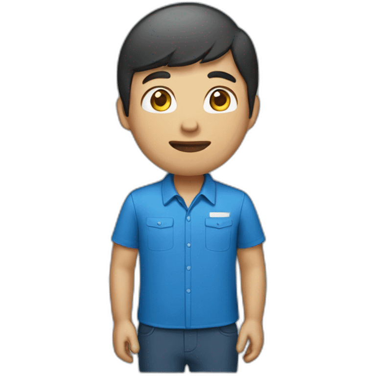 indonesian employee wearing blue shirt and blue helmet emoji