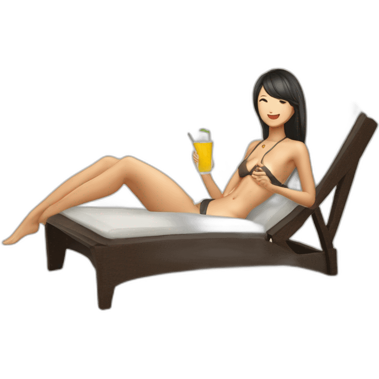 Sexy soft-fit wasian women bikini (beach body) (full body) chair emoji