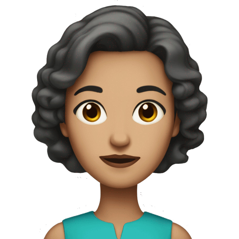 mid age woman with short dark hair and brown big eyes emoji