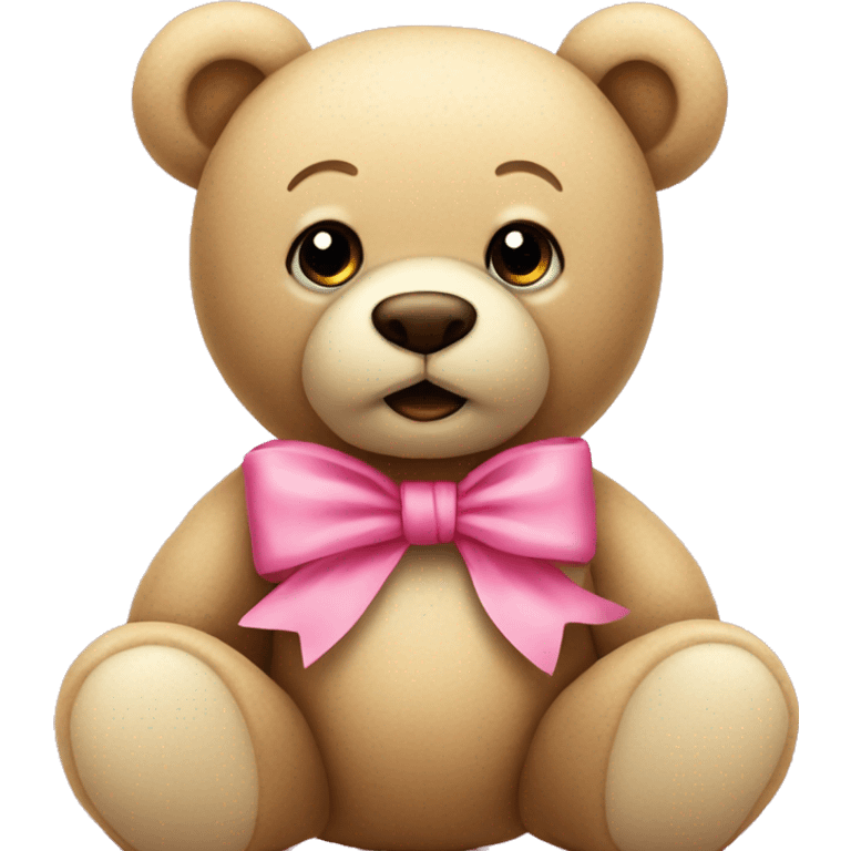 beige teddy bear with pink bow emoji