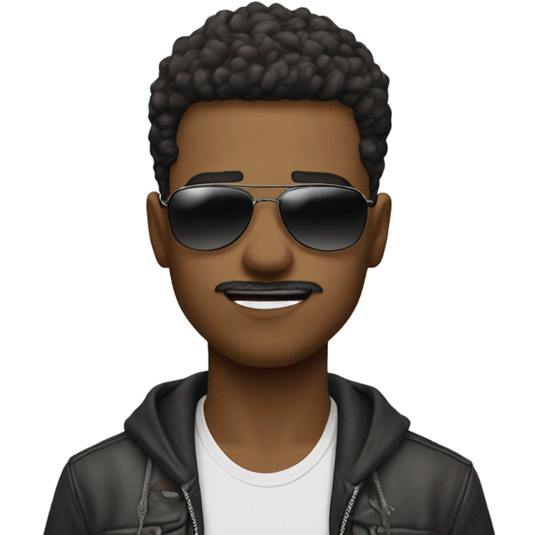 Guy with sunglasses biting bottom lip￼ emoji