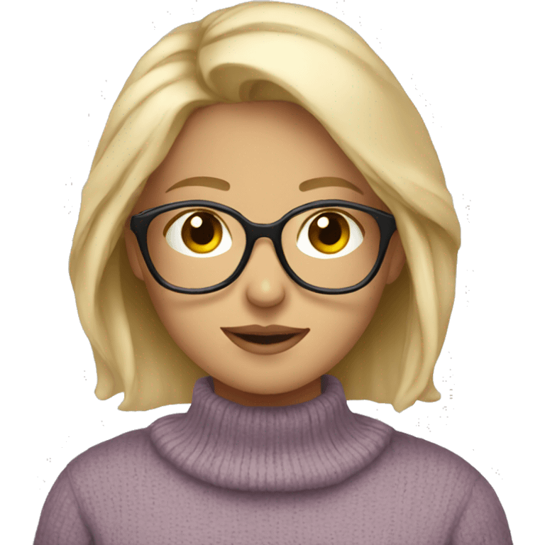 blonde girl in sweater with glasses emoji