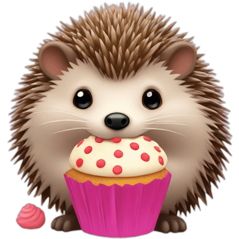 Hedgehog with cupcake emoji