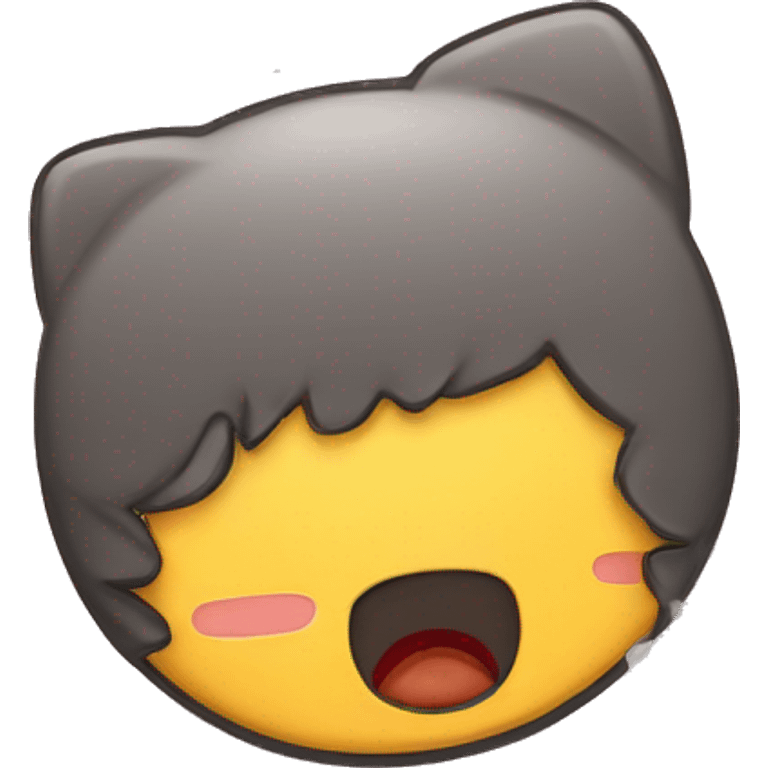 Hello kitty in original yellow emoji style with crying face emoji