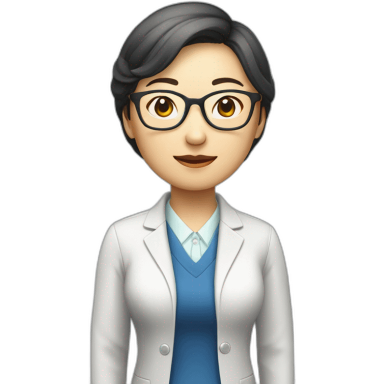 Chinese donor lady teacher wear glasses standing emoji