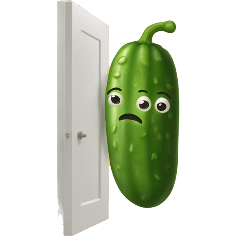 A pickle blocking the door emoji