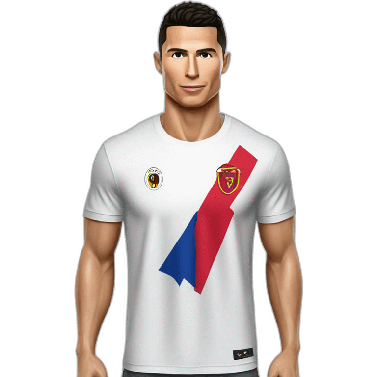 Cristiano Ronaldo avec un t-shirt avec le drapeaux de l Albanie emoji