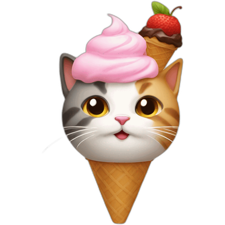 Cat and ice cream emoji