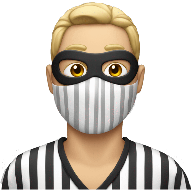 robber in black and white stripy shirt with a mask emoji