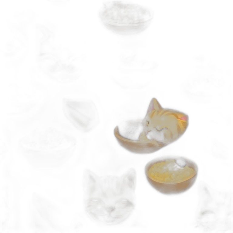 Yellow tabby cat eating acai bowl emoji