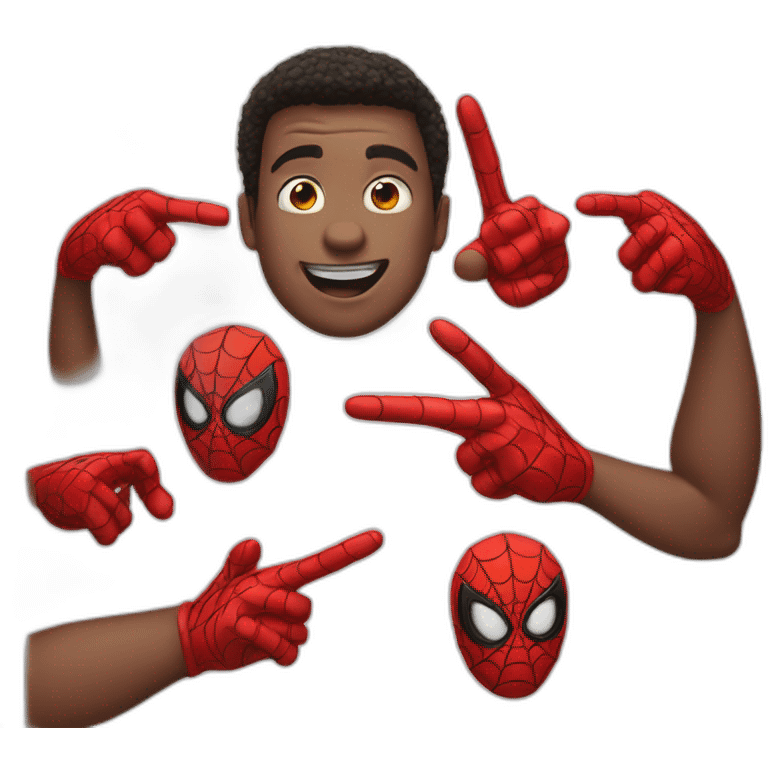 1 spidermen pointing fingers at left side emoji