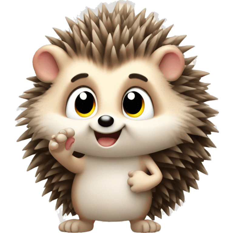 Cute little hedgehog waving his paw emoji